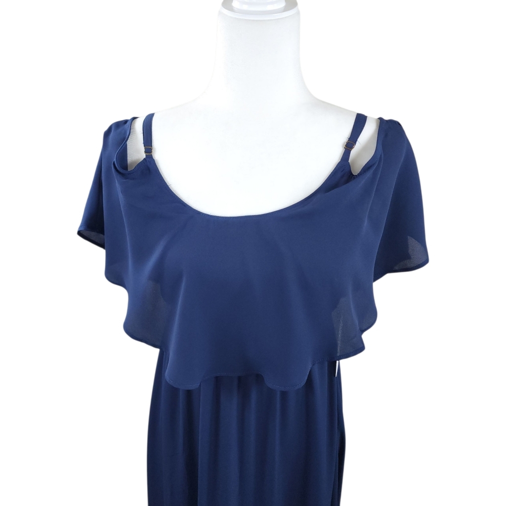 Show Me Your Mumu Caitlin Ruffle Maxi Dress Navy XXS NWT Bridesmaid Formal - Picture 8 of 16